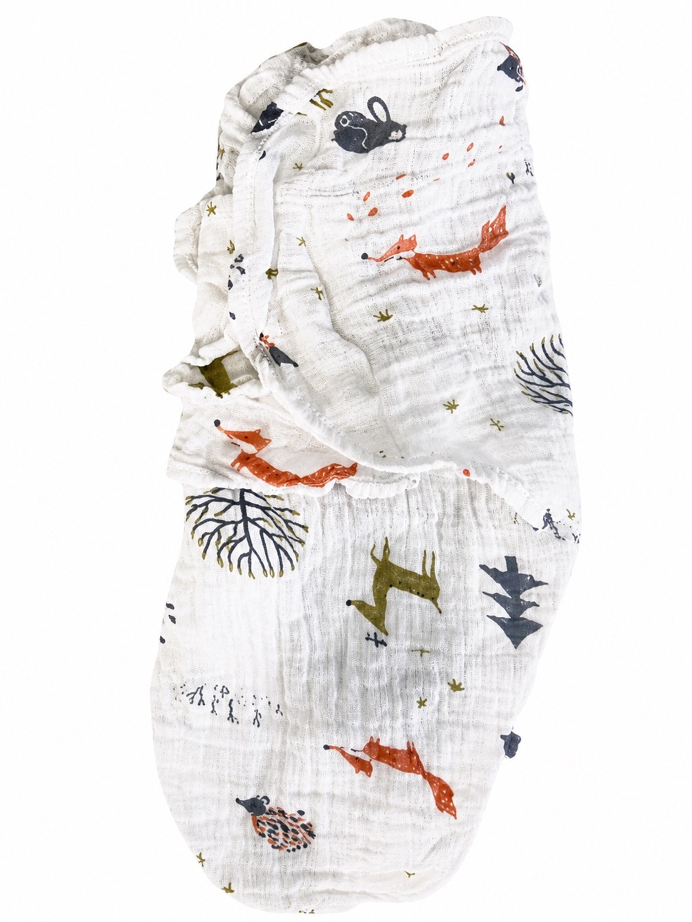 Cotton Muslin Swaddle sleep sack with Fox Print - White